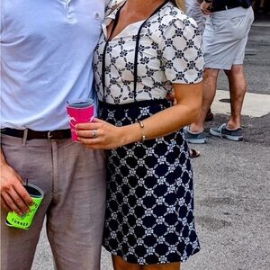 Draper James Navy and White Floral Dress